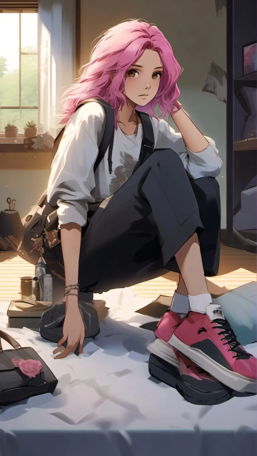 ai character: Depressed Mina... background