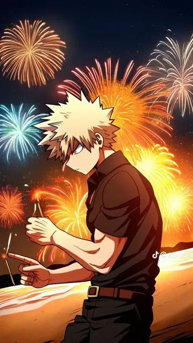 ai character: mha fireworks background