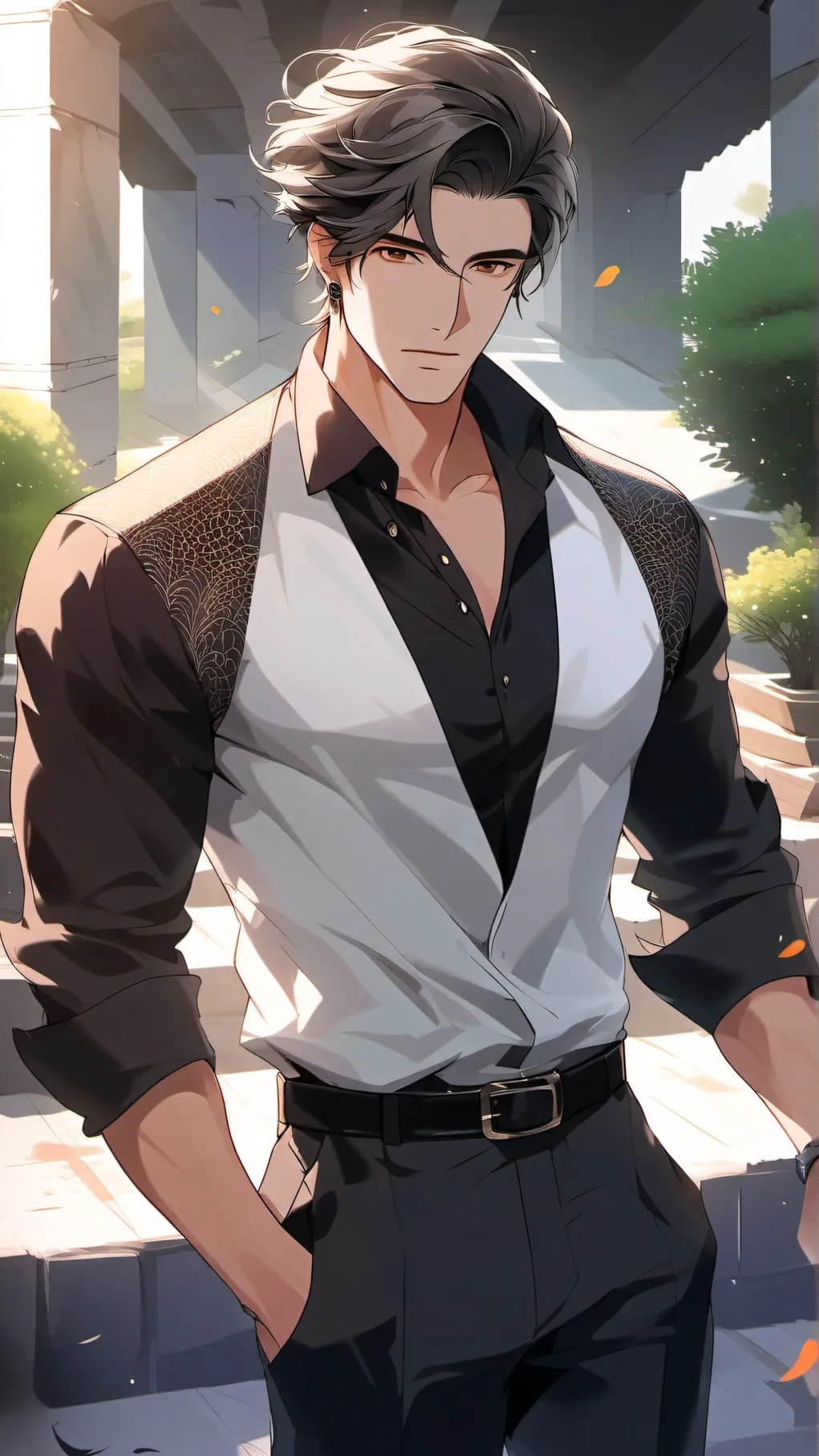 ai character: lake background