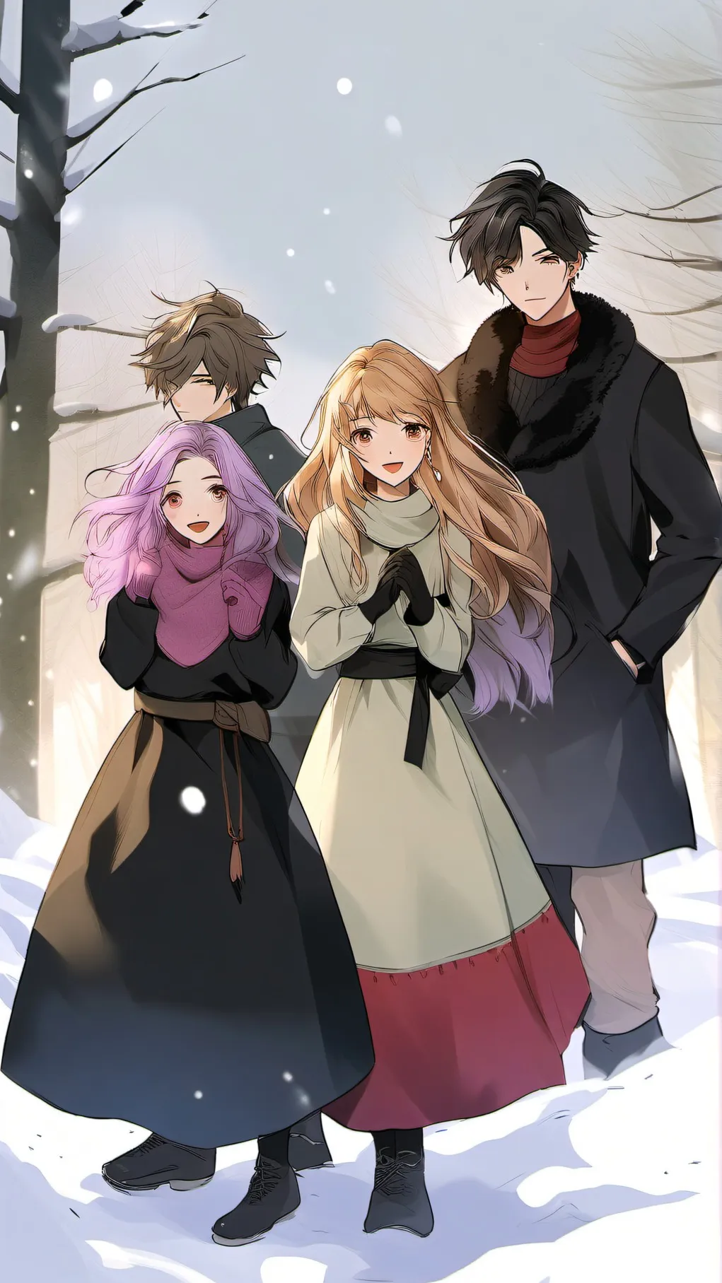 ai character: Winter camping background