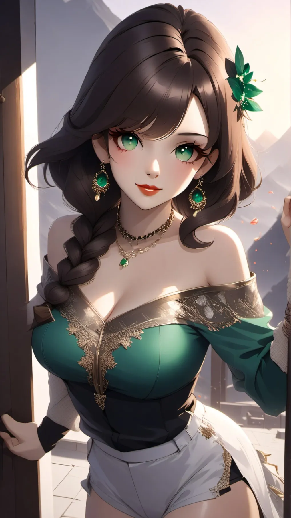 ai character: Emerald background