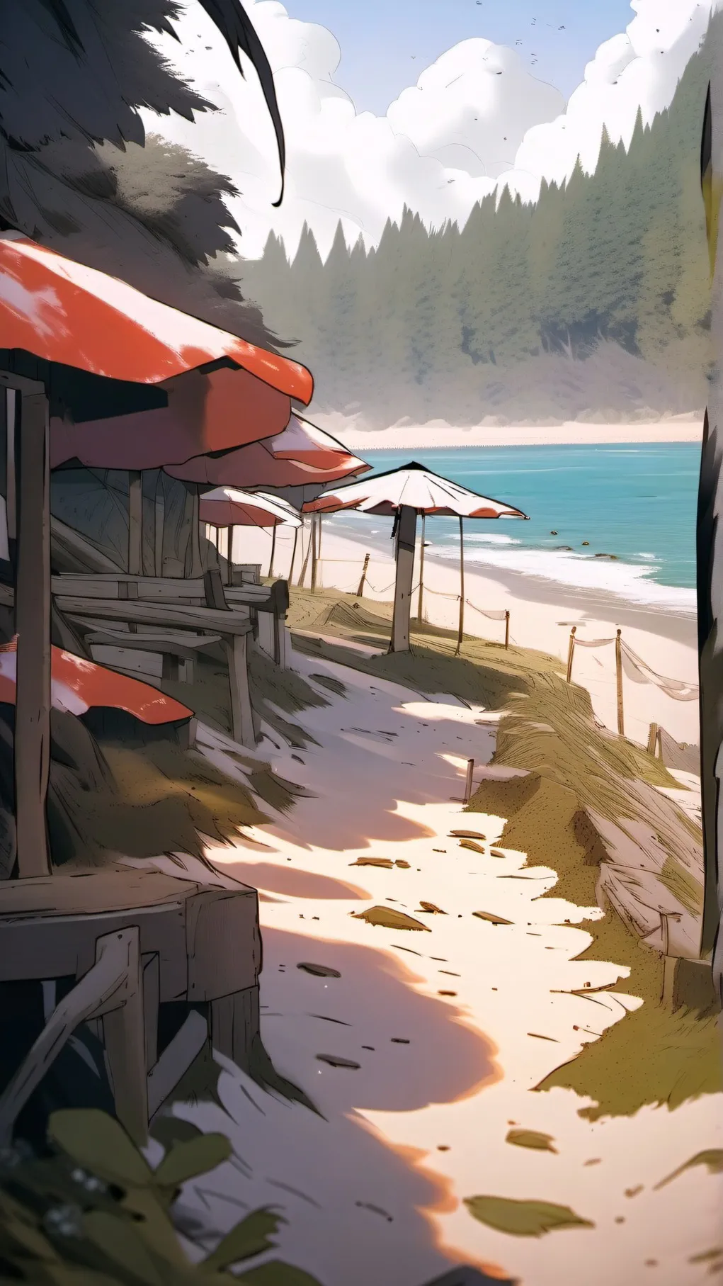 ai character: Hazbin hotel beach background