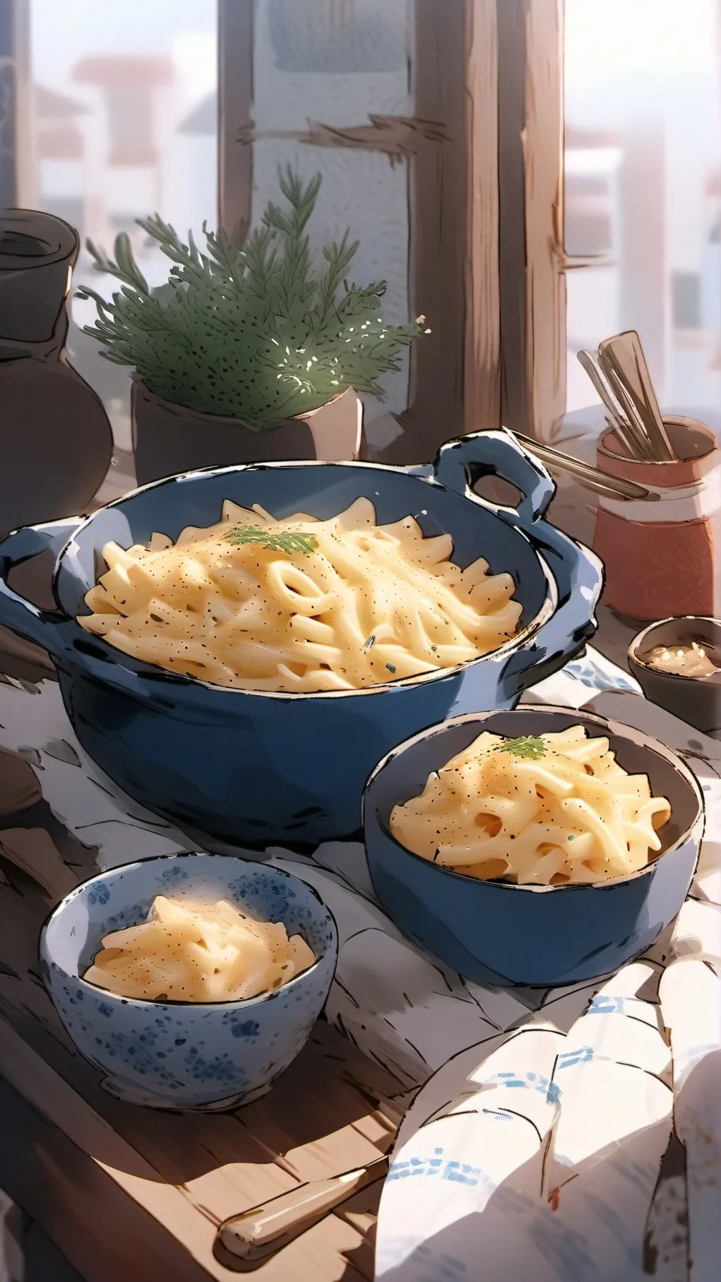 ai character: Macaroni Cheese  background