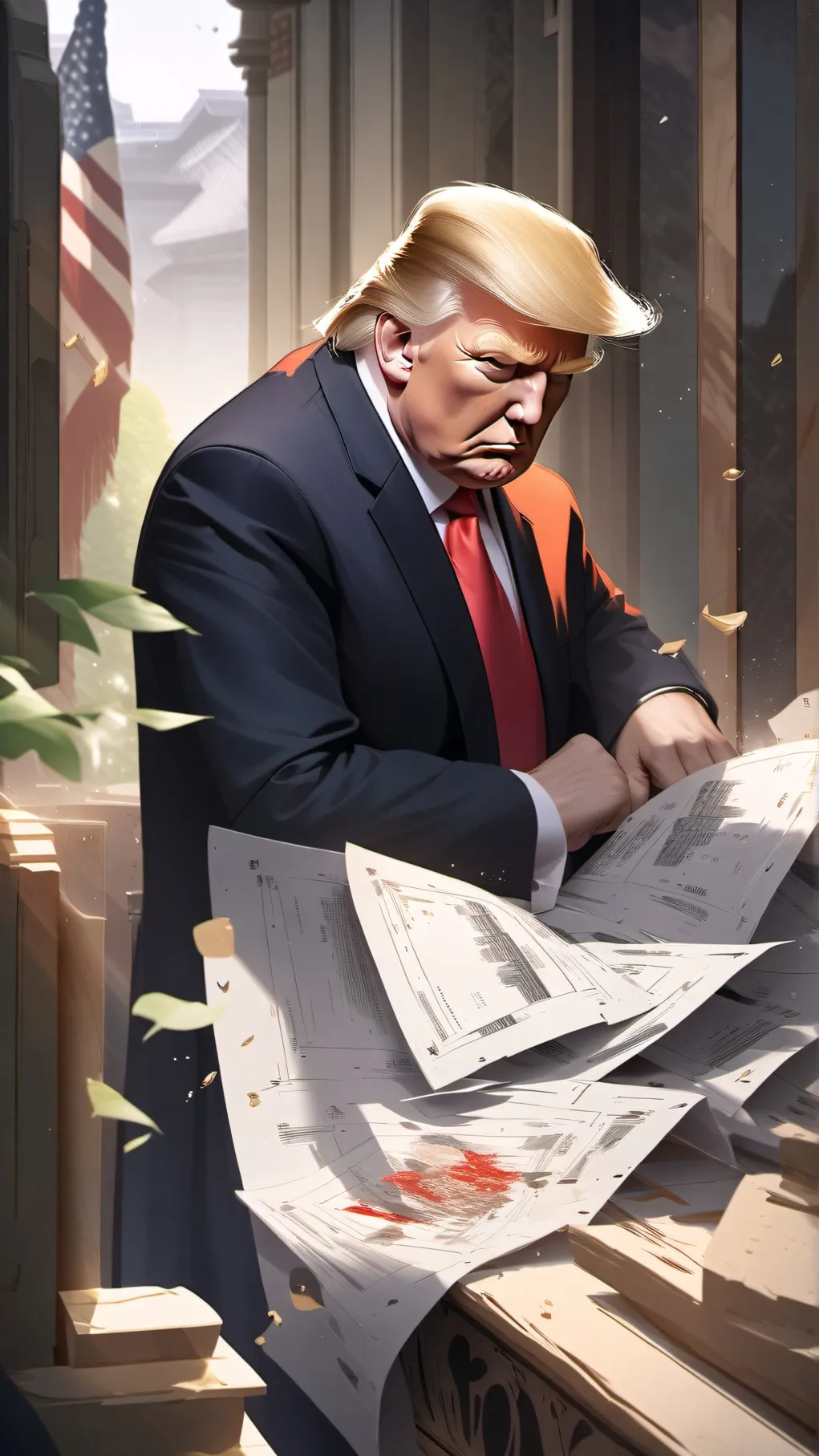 ai character: DONALD TRUMP background