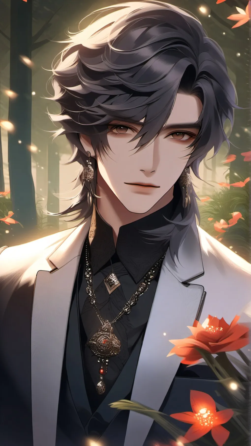 ai character: flames background