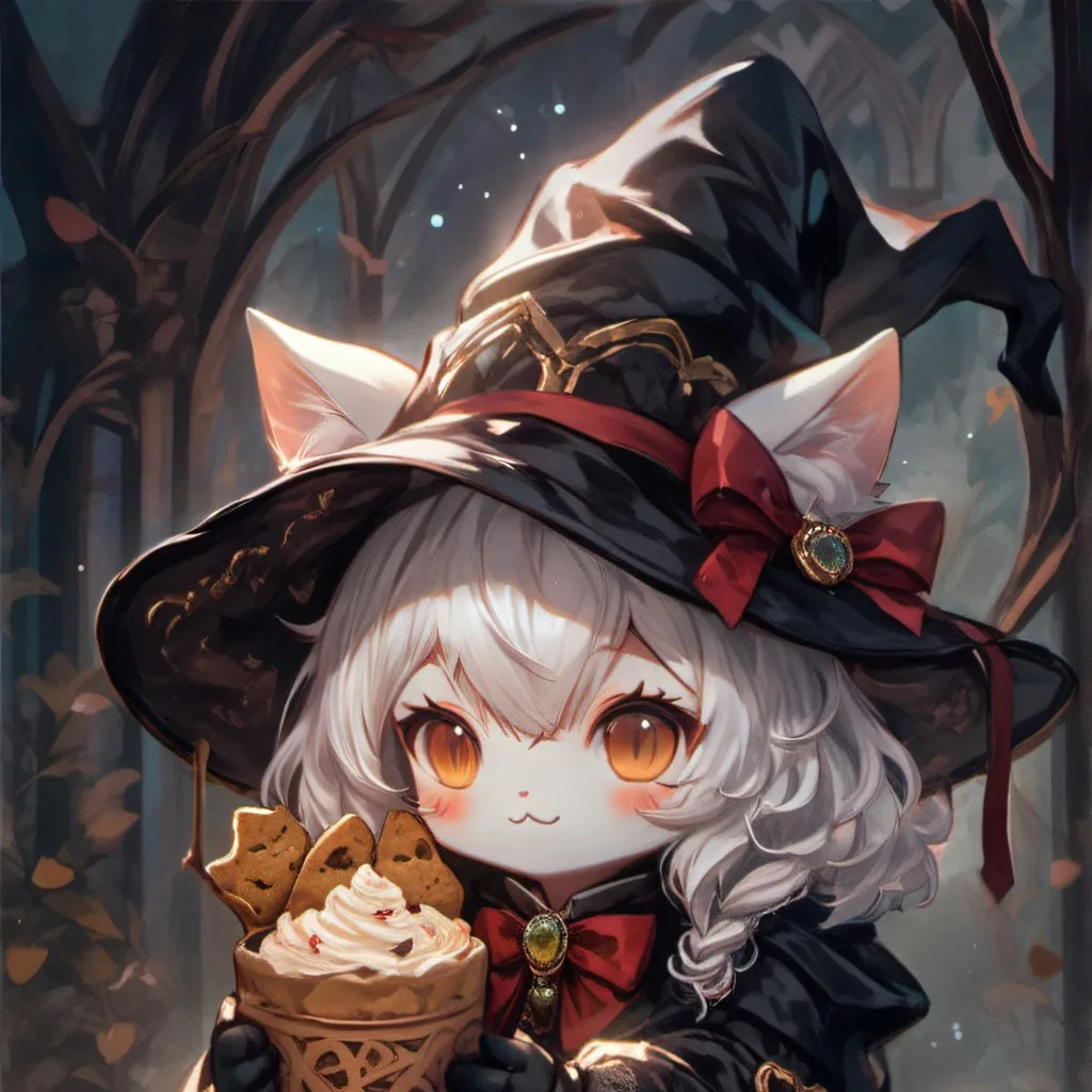 chat with ai character: Witch cat cookie!