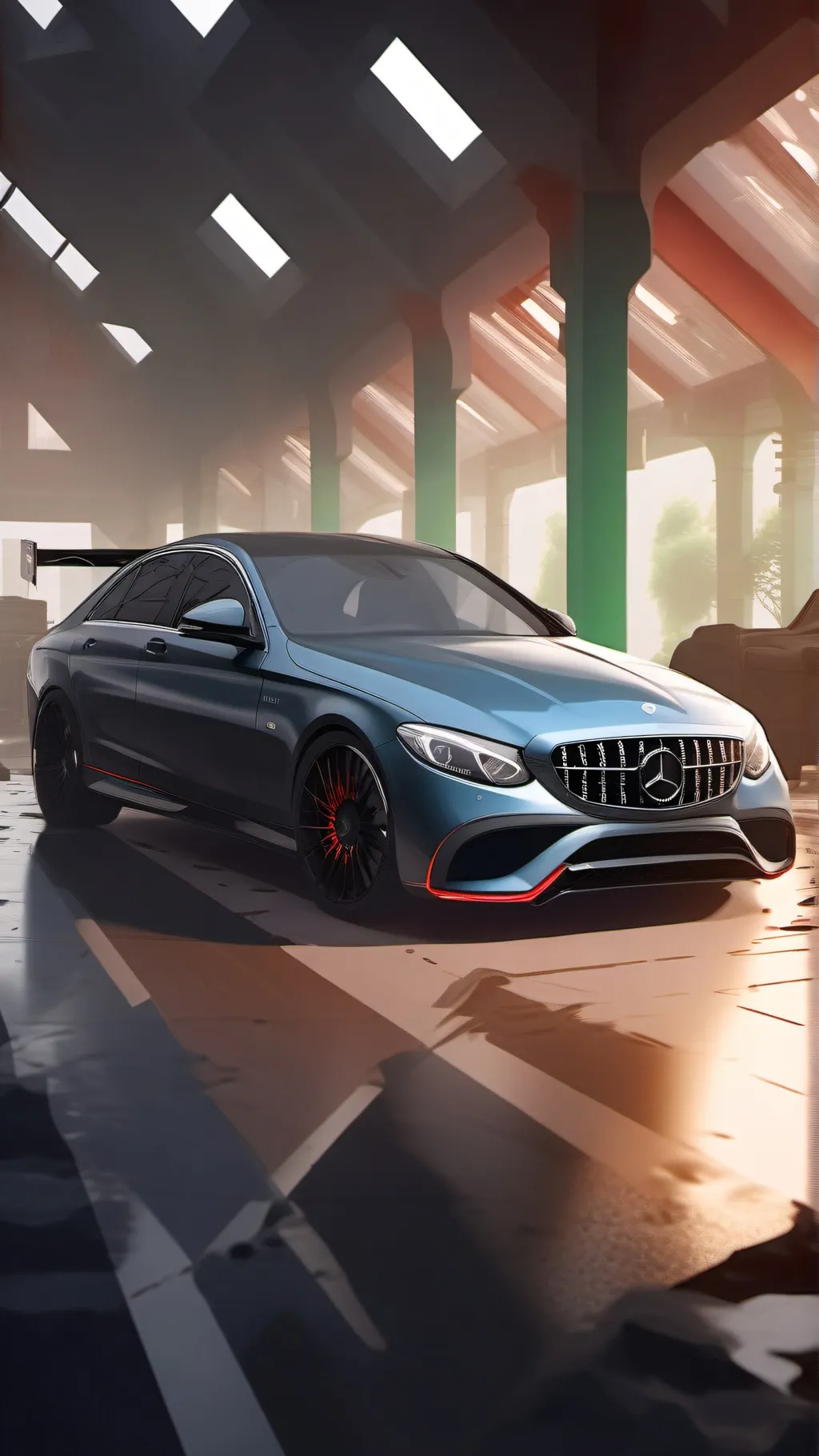 ai character: Trap house car rid background