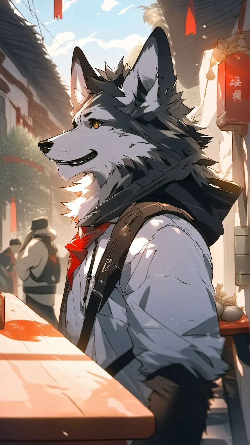 ai character: furry atrapado background