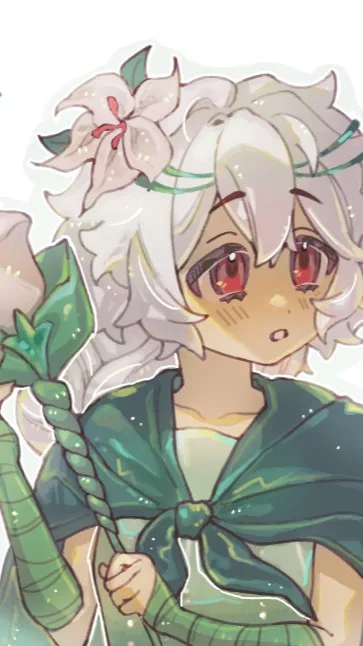 ai character: White lily cookie background