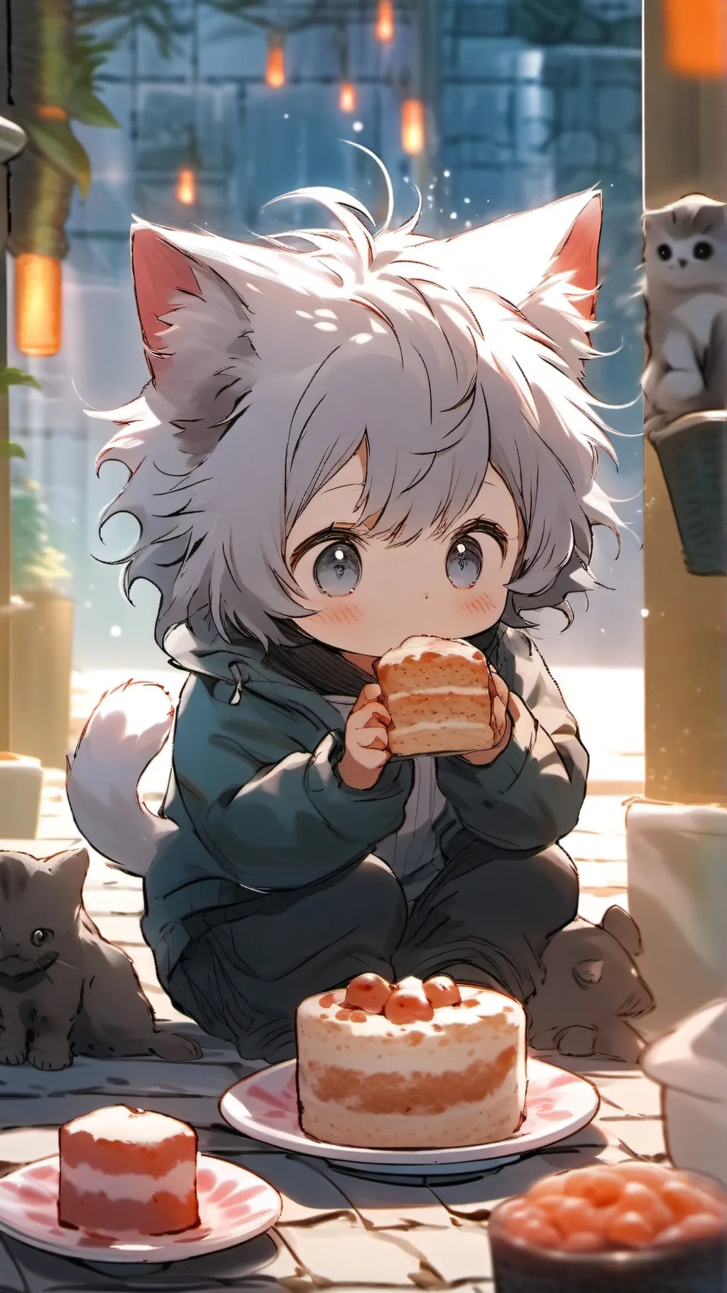 ai character: Grayly kitten background