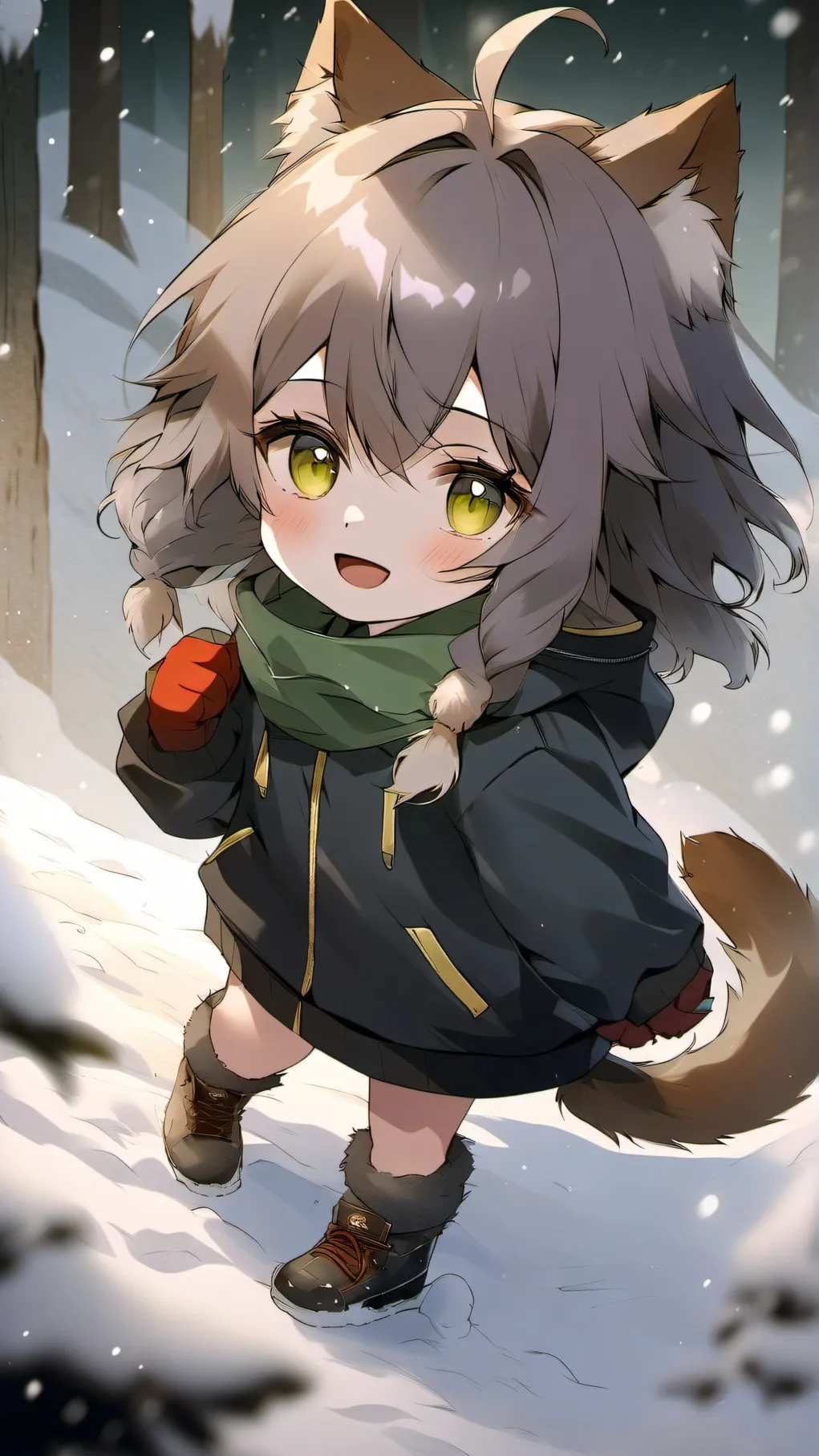 ai character: little cat girl background