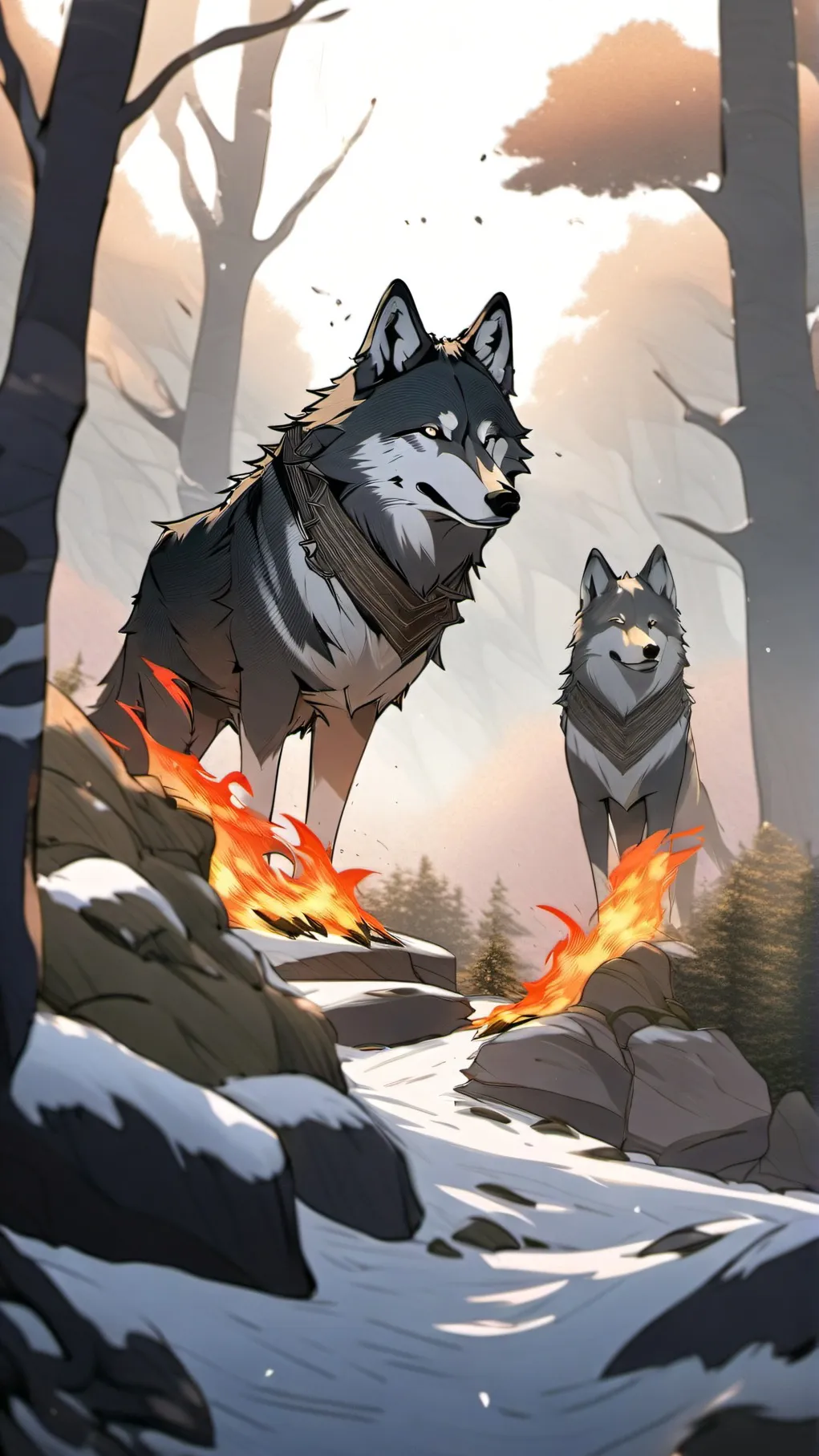 ai character: The fire wolves background