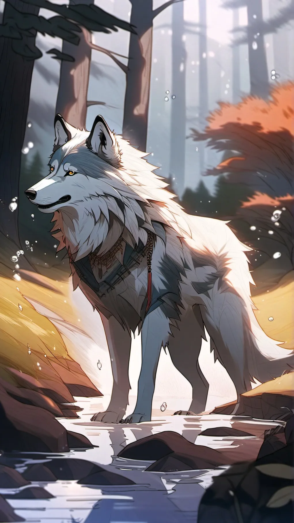 ai character: The water wolf background