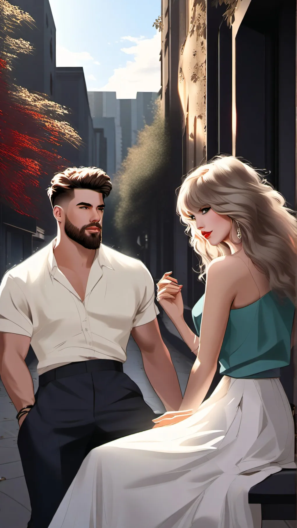 ai character: taylor and travis  background