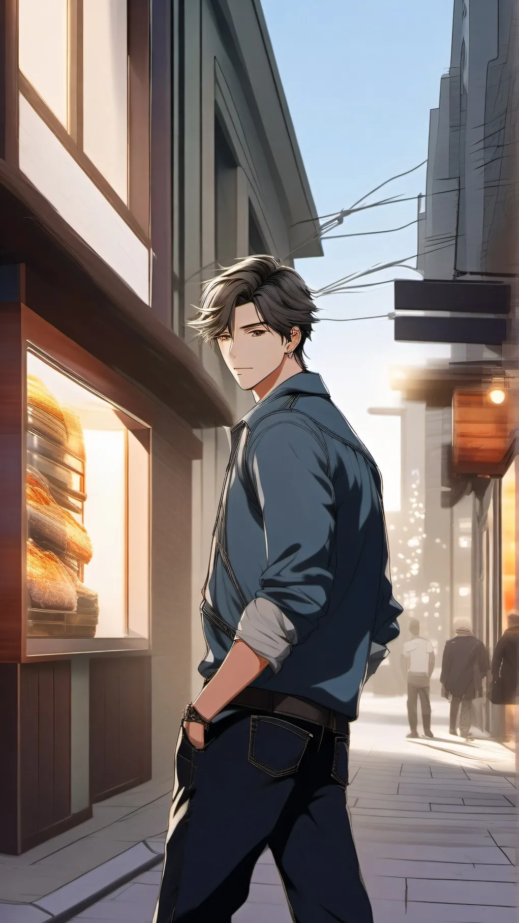 ai character: Man  background