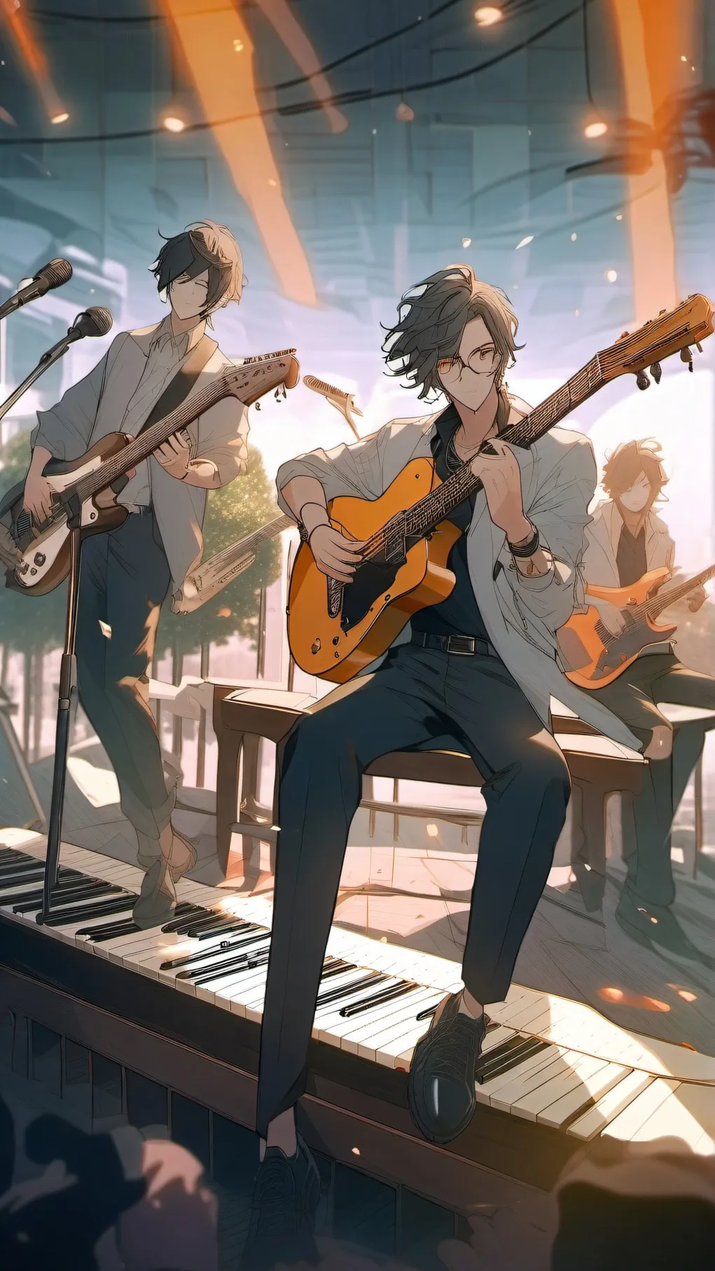 ai character: Ur school band background