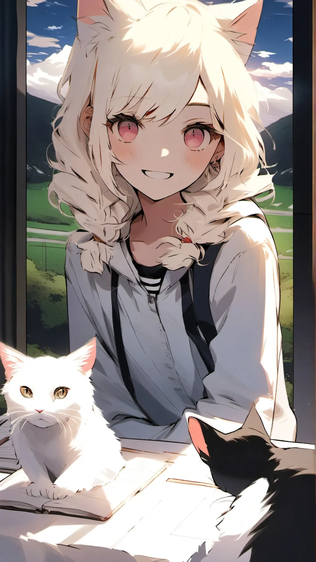 ai character: cat/human background