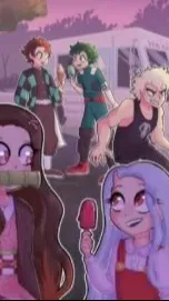 ai character: MHA X KNY background