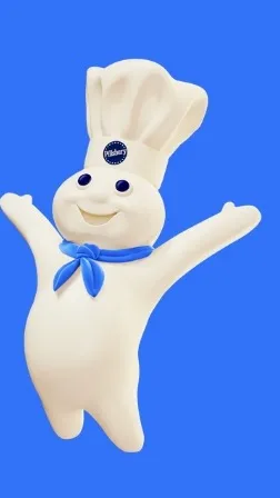 ai character: pilsbury dough man background