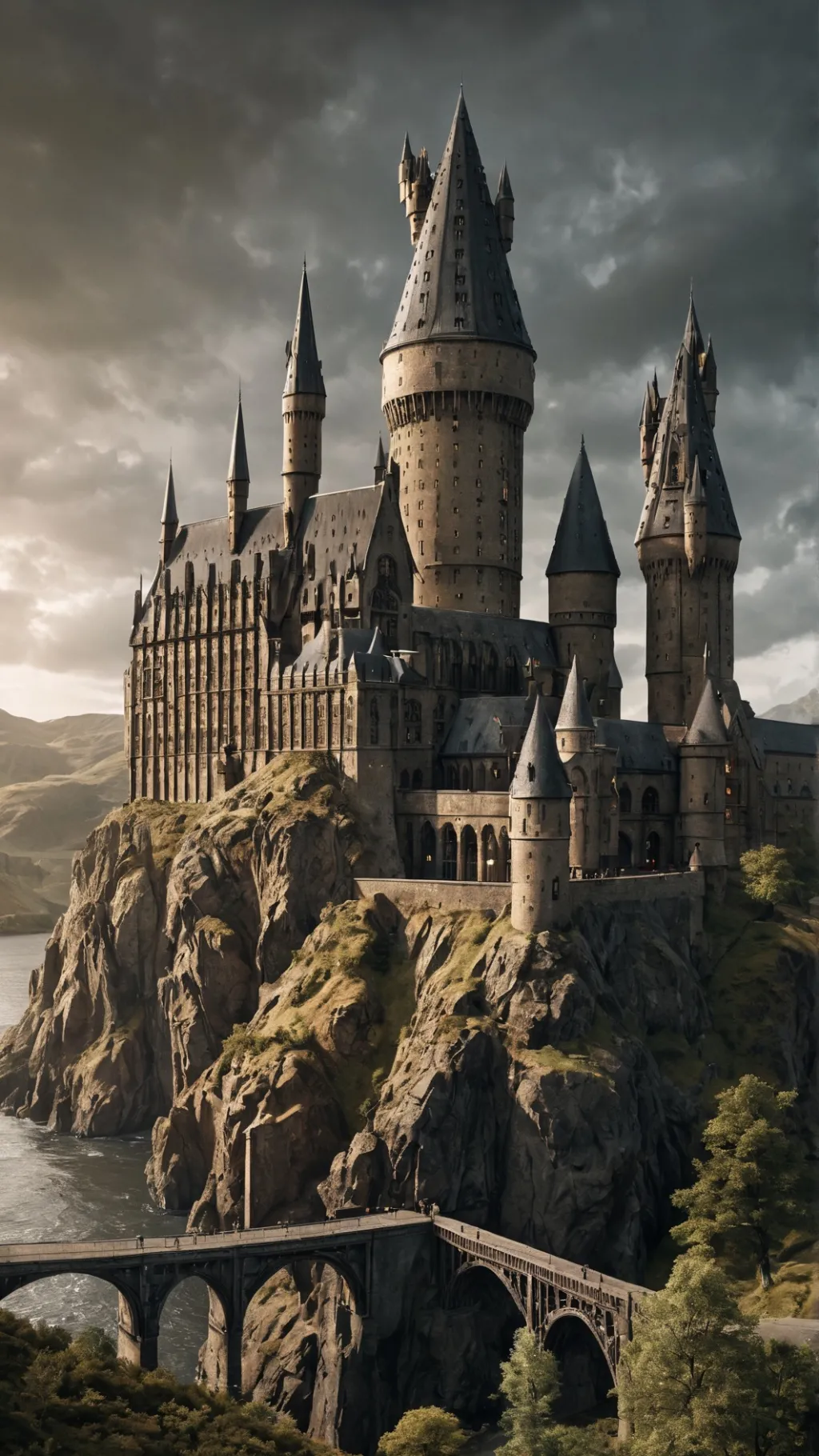 ai character: Hogwarts fire background