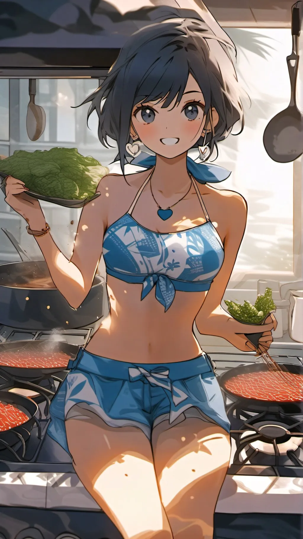 ai character: Lady stove background