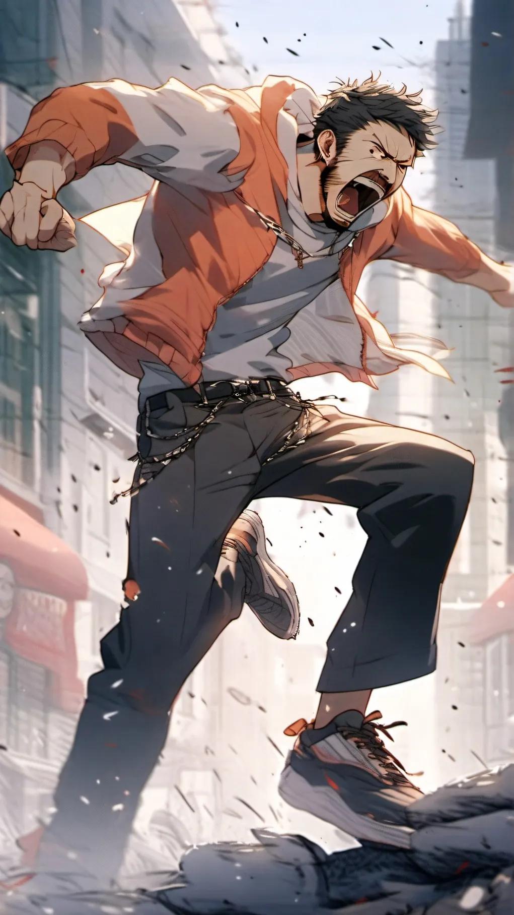 ai character: a man in pain background