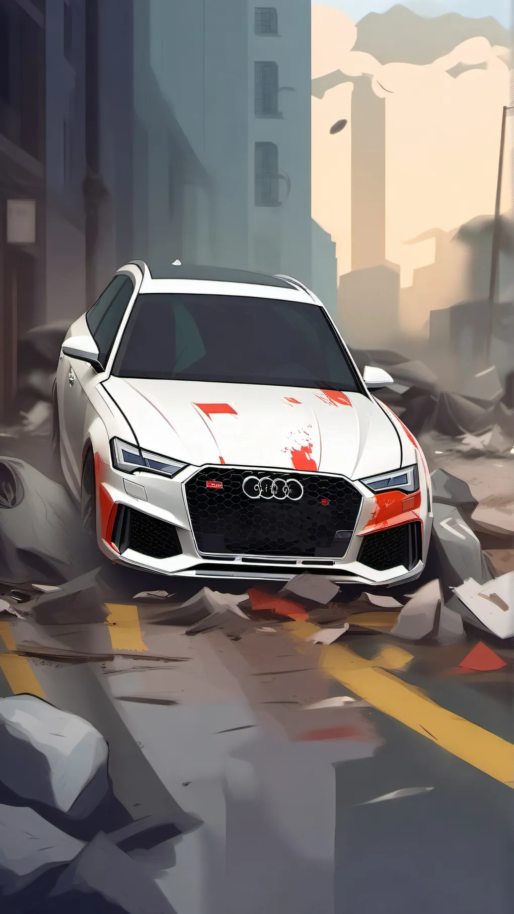 ai character: audi rs6 crash background
