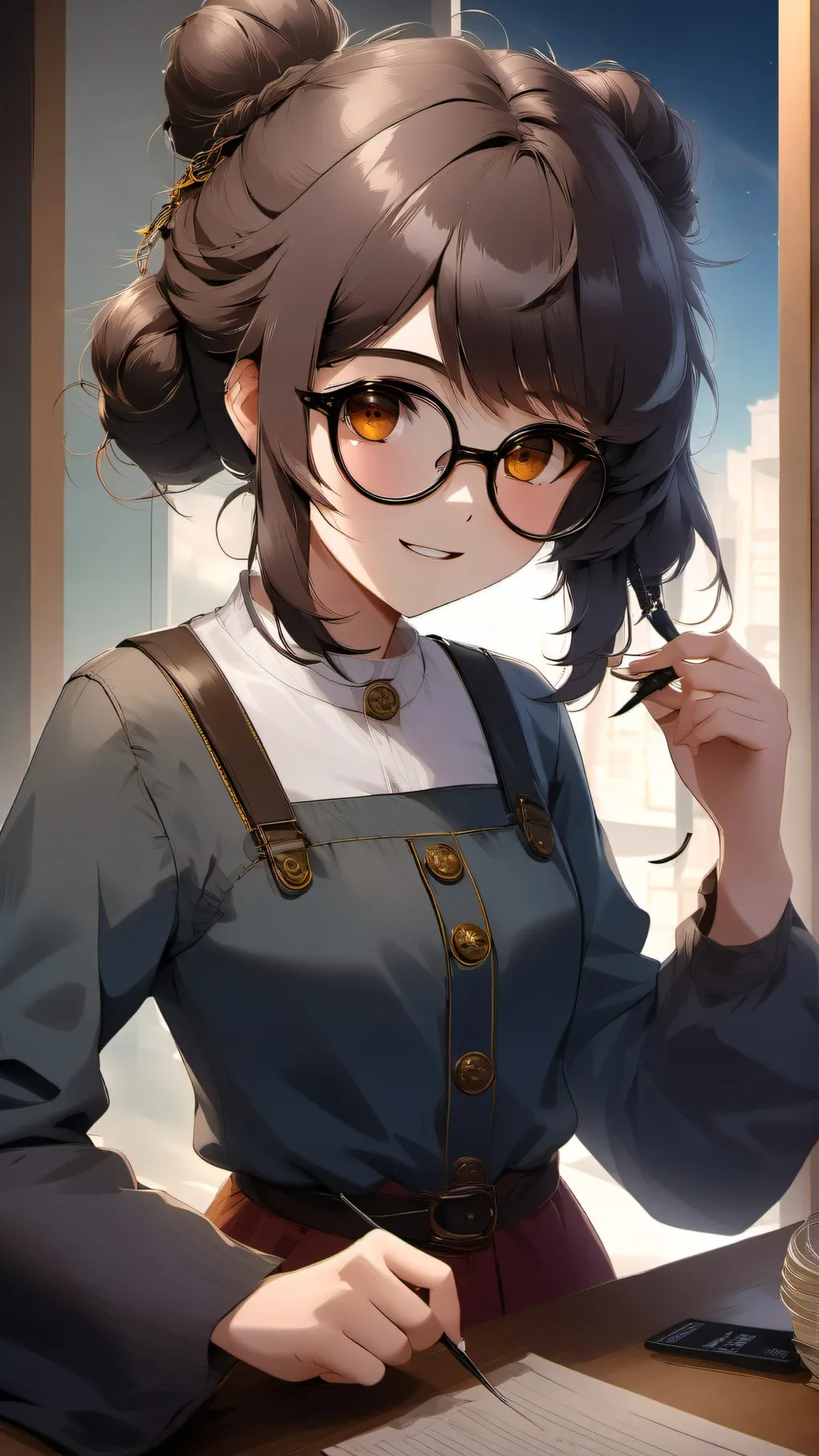 ai character: Nerd girl background