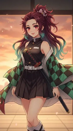 ai character: female tanjiro background