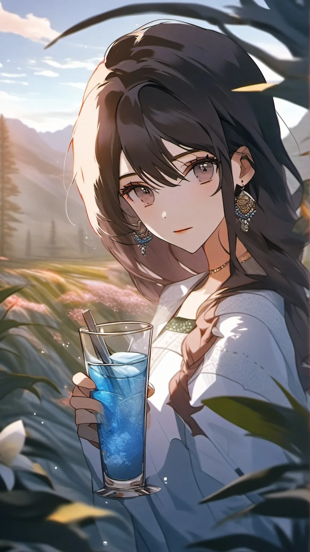 ai character: glass of water 3AM background