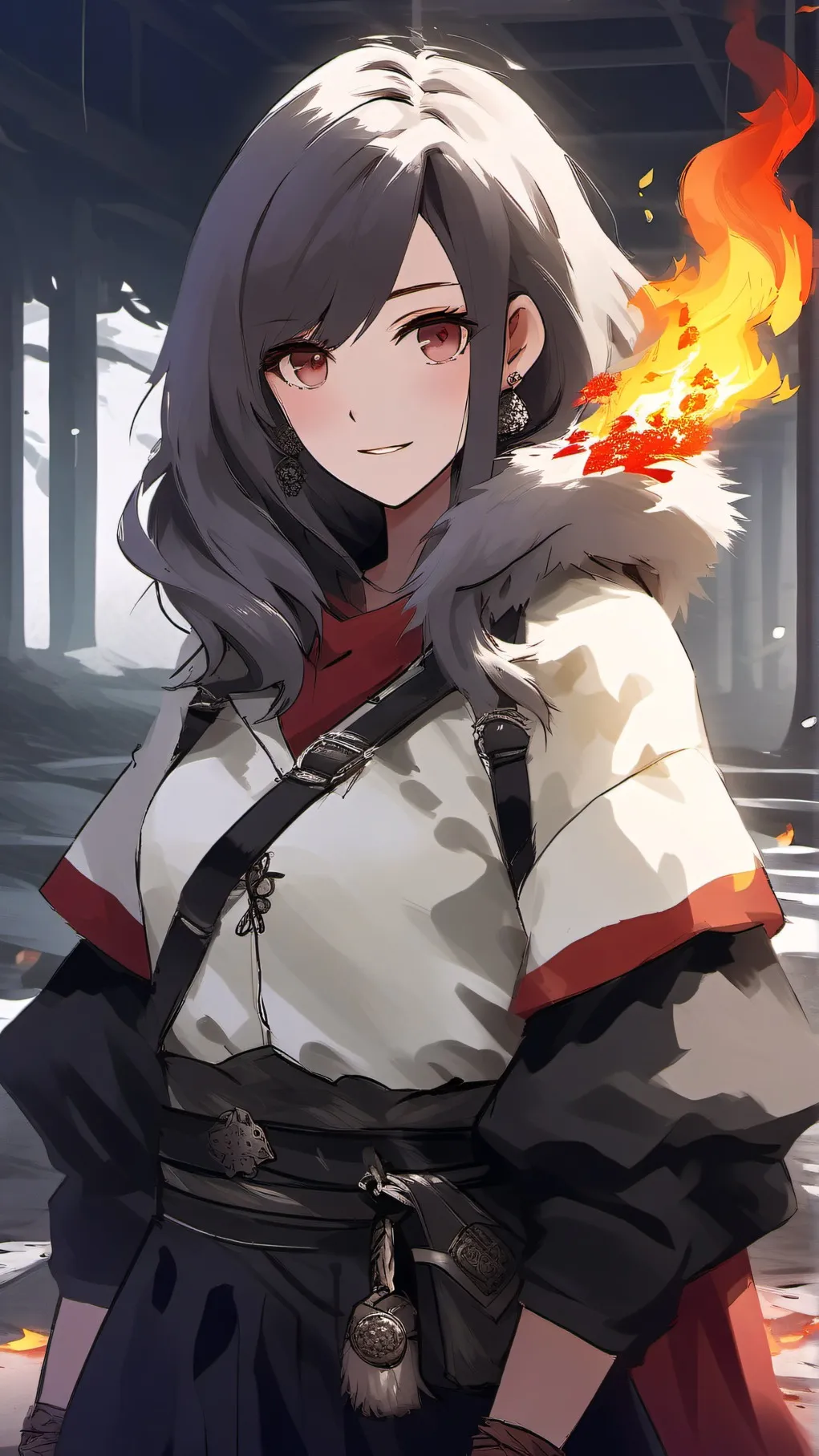 ai character: Fire girl background