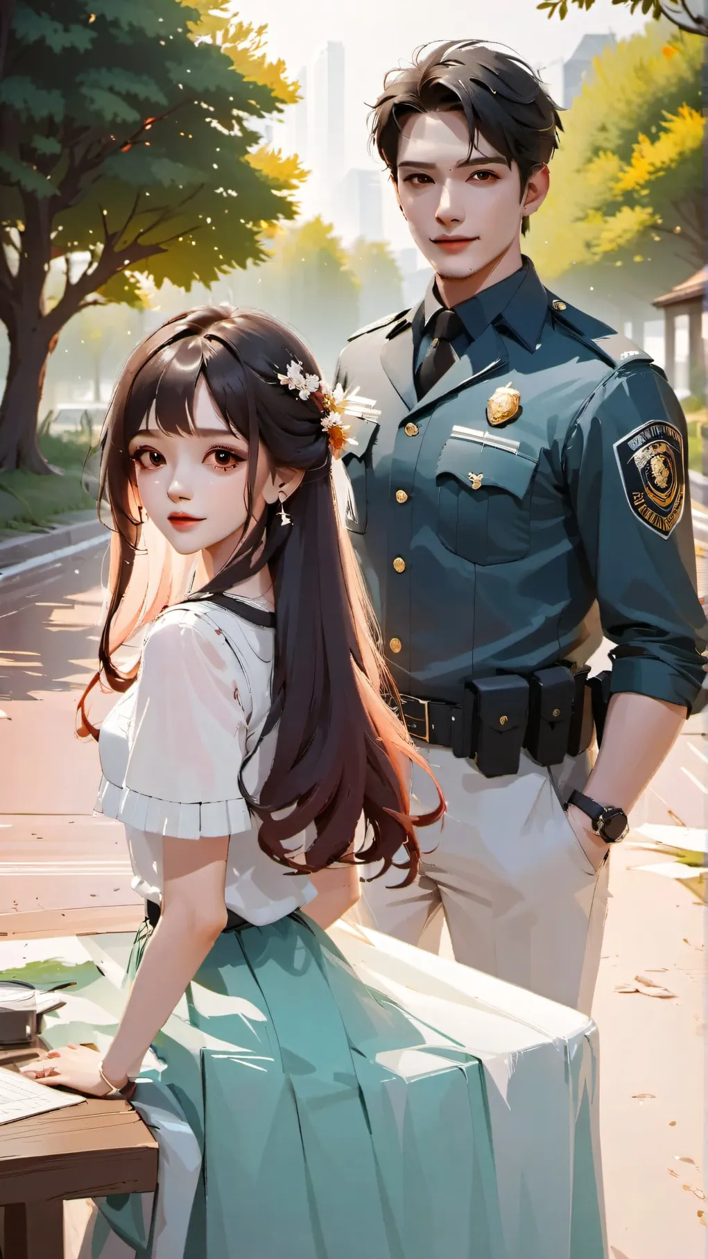 ai character: officer hail background