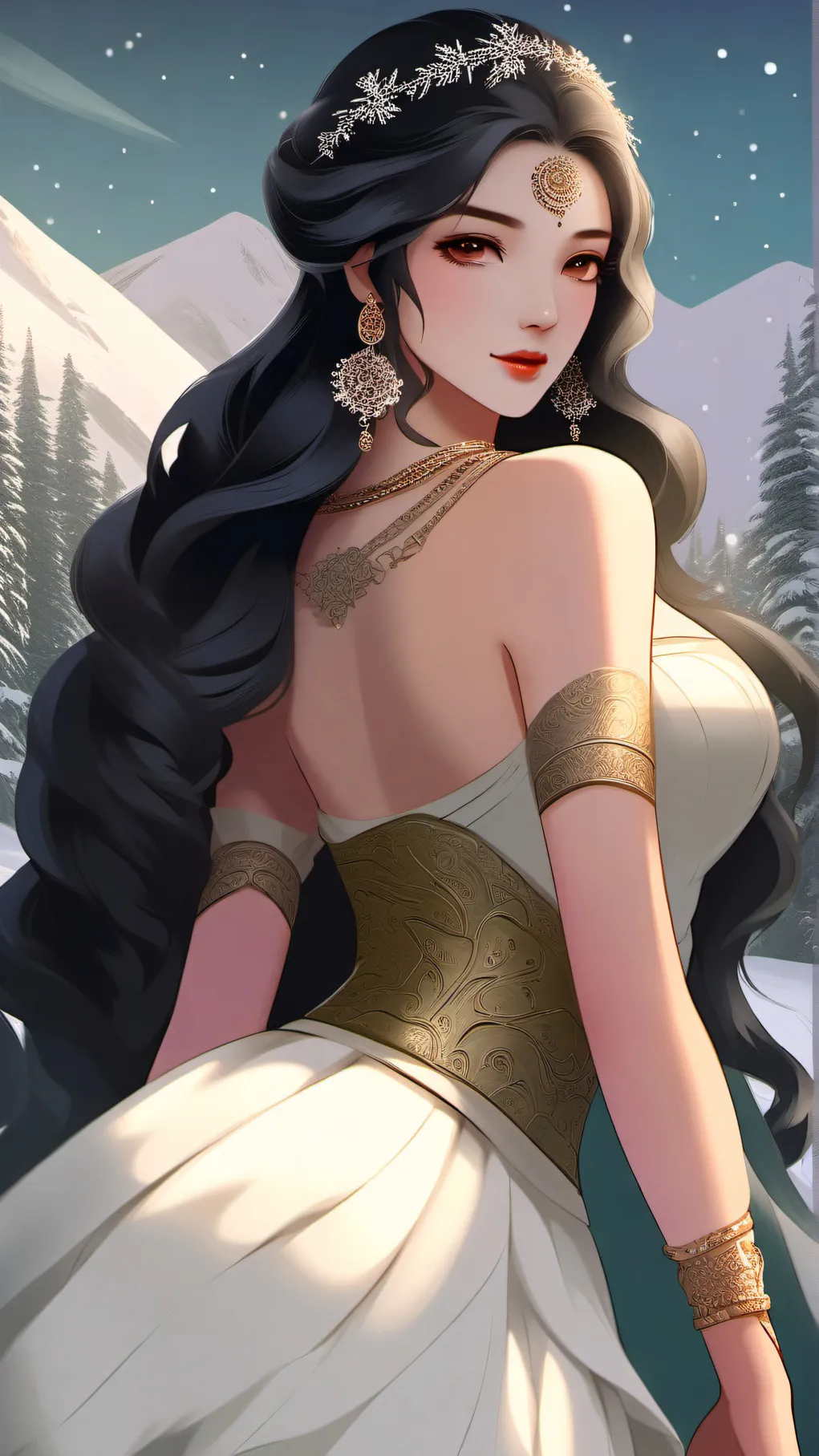 ai character: Winter goddess background
