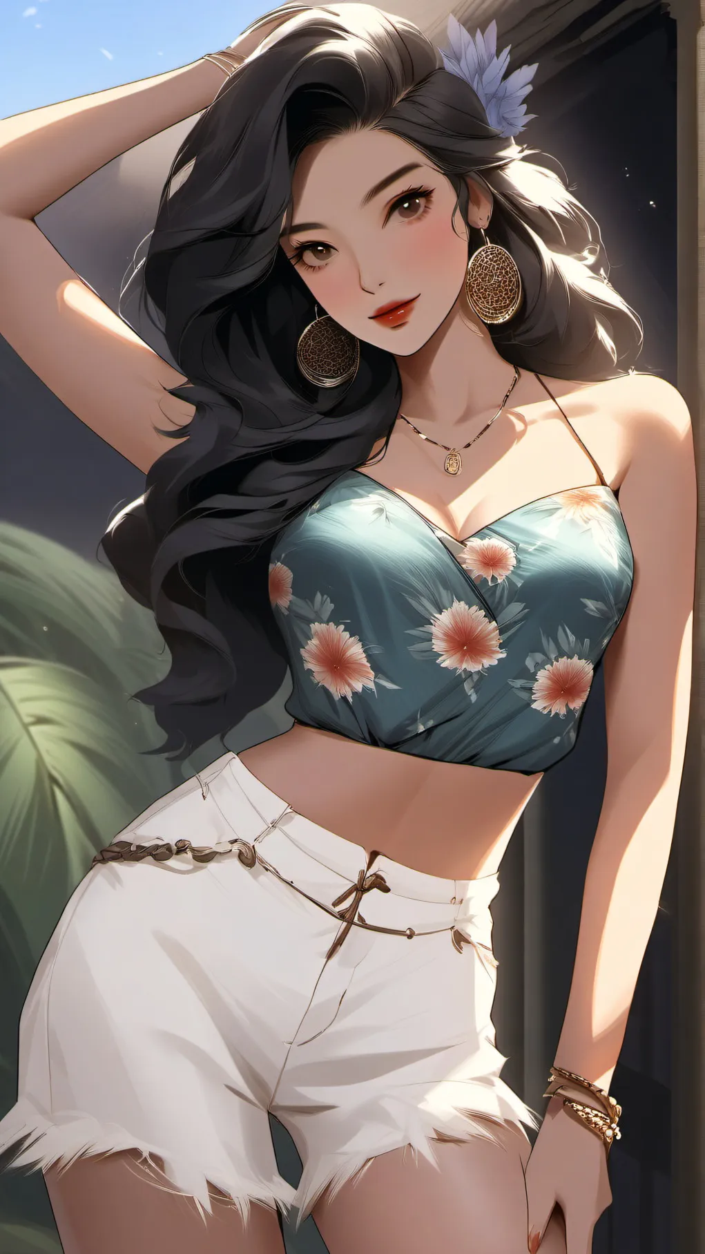 ai character: Summer goddess background