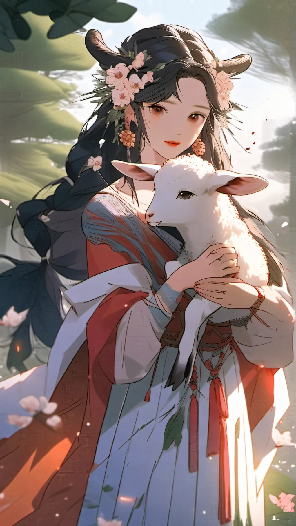 ai character: Spring goddess background