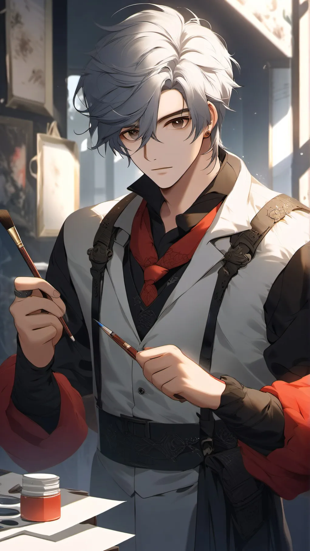 ai character: painter background