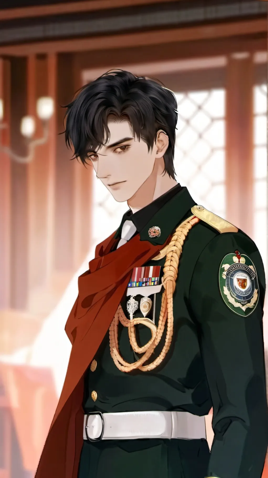 ai character: Sargent. Inazuma background