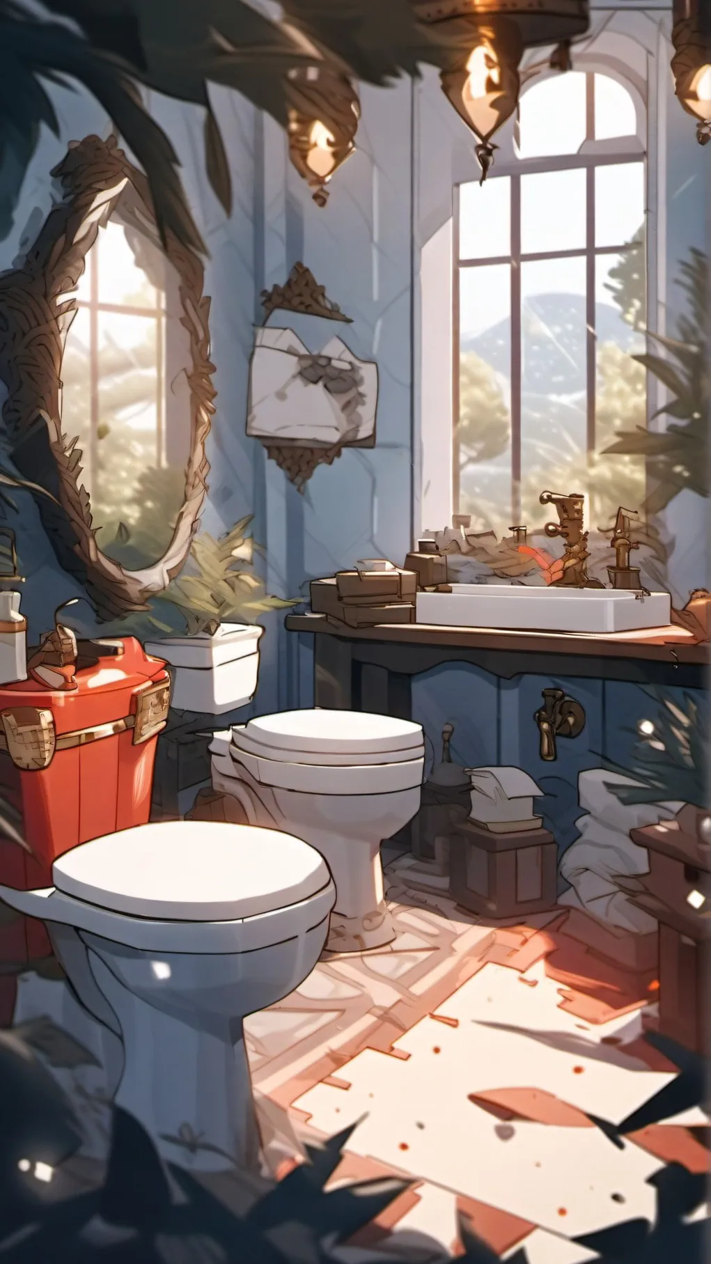 ai character: Bathrom background