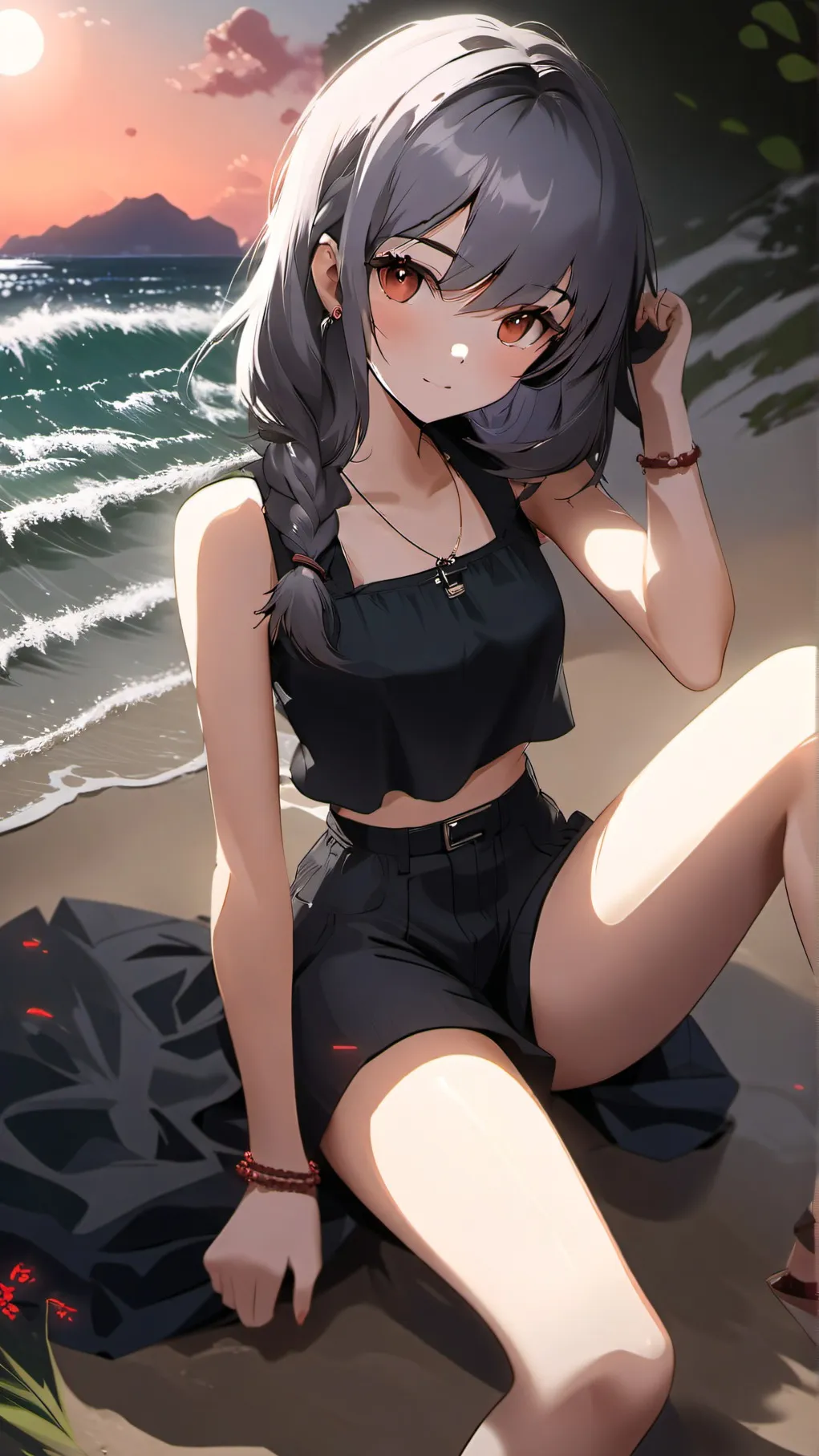 ai character: beach background