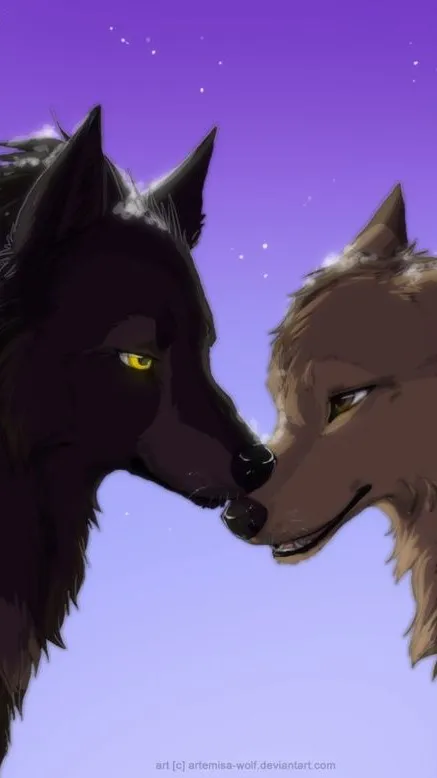 ai character: Two wolfs in love  background
