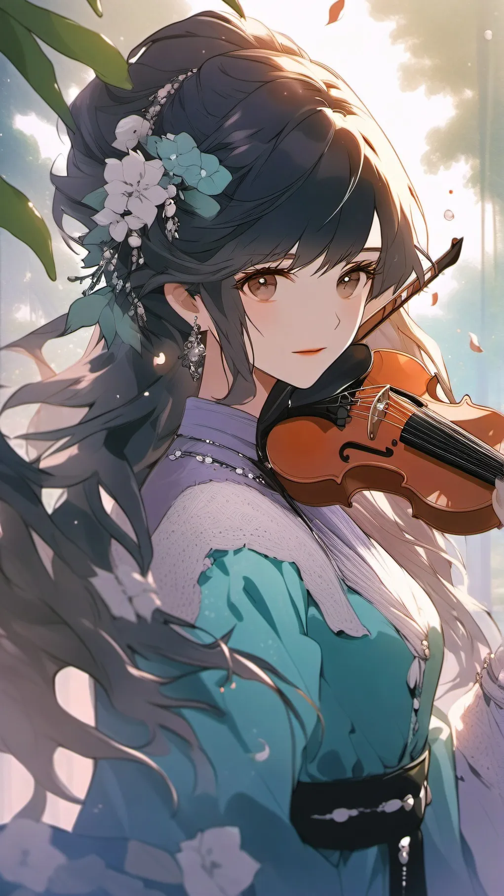 ai character: violin background