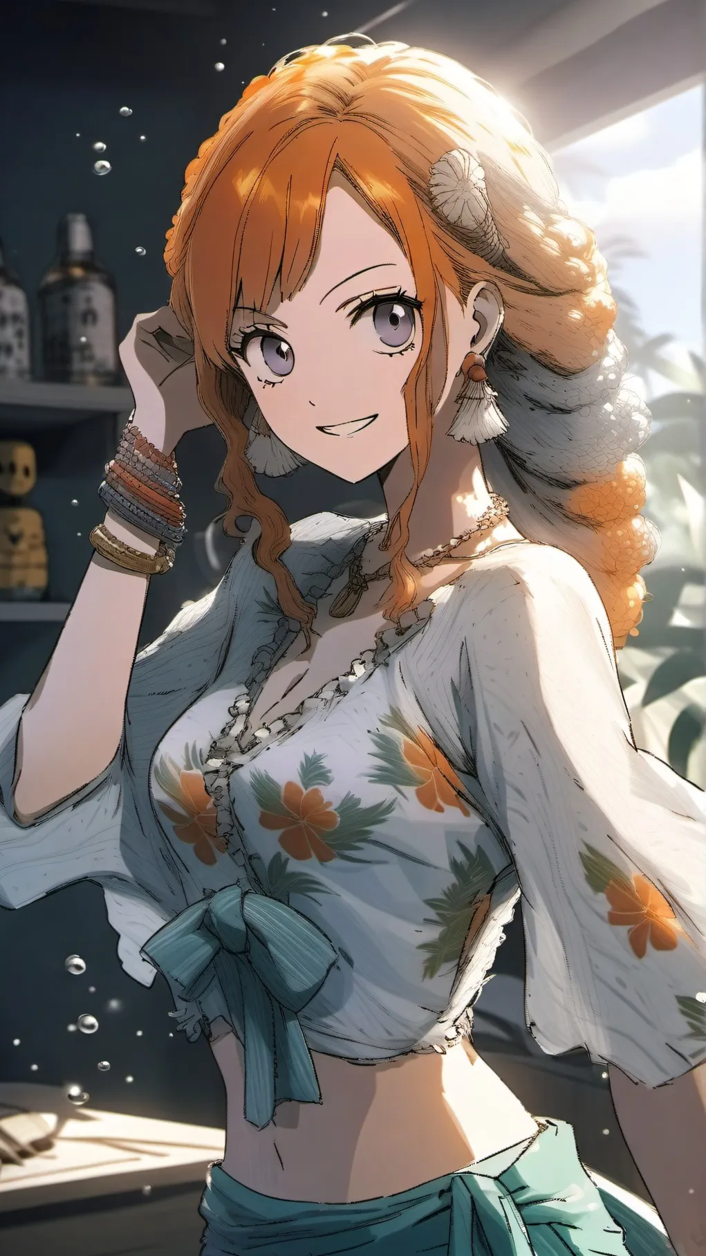 ai character: Nami one piece background