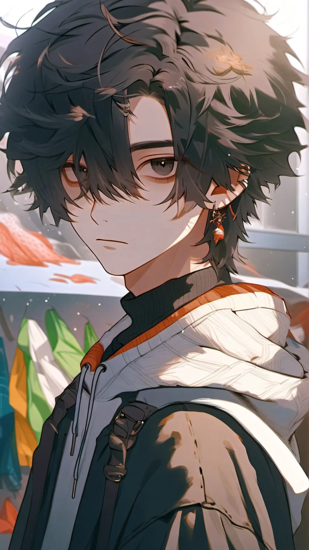 ai character: kaleb emo boy  background