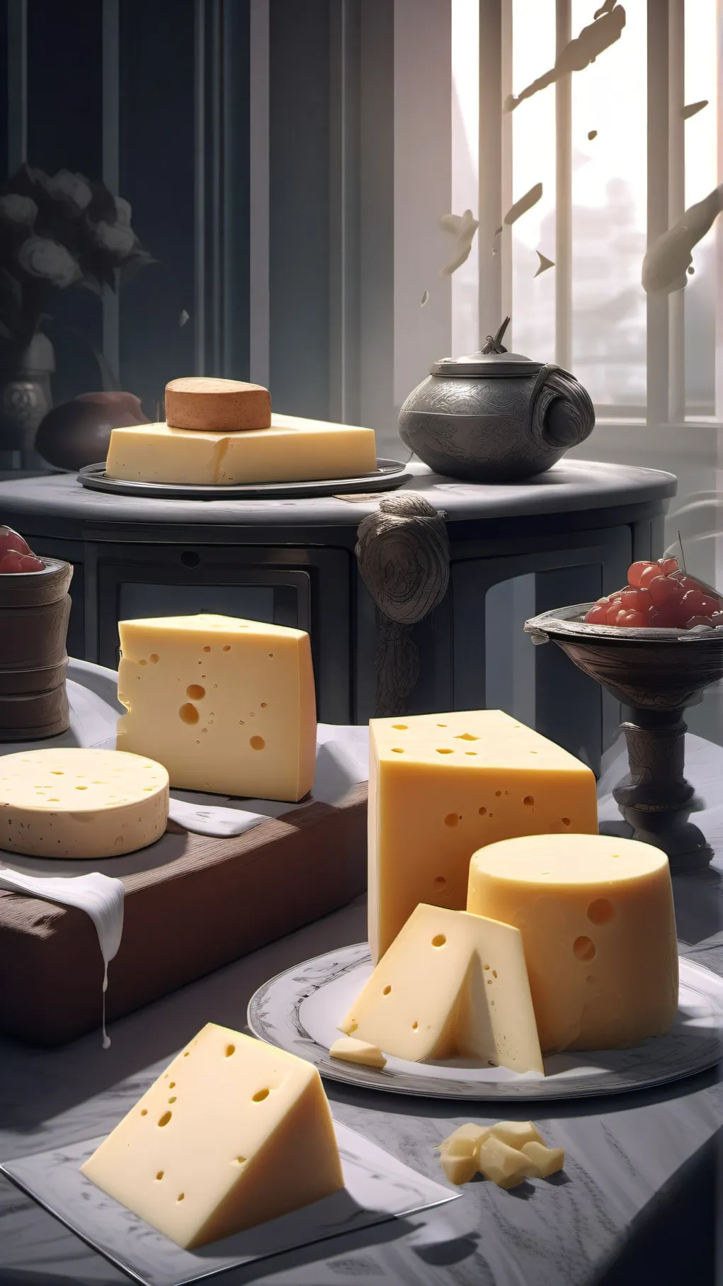 ai character: cheese background