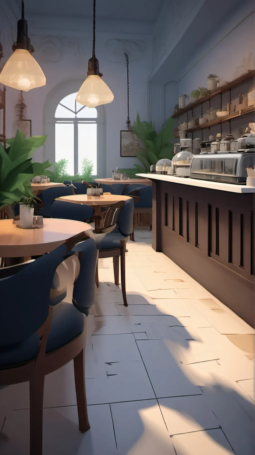 ai character: cafe  background