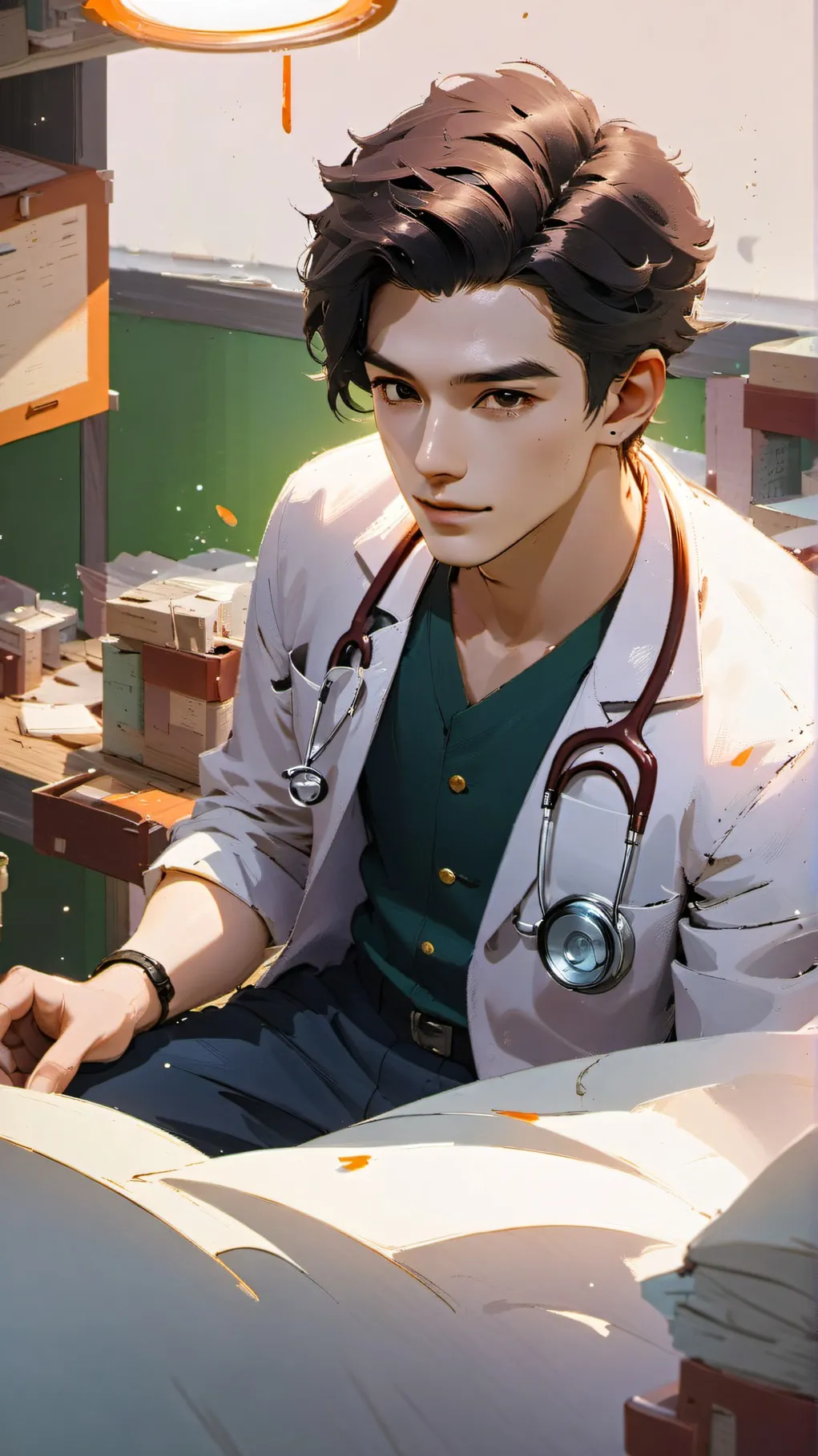ai character: children hospital  background