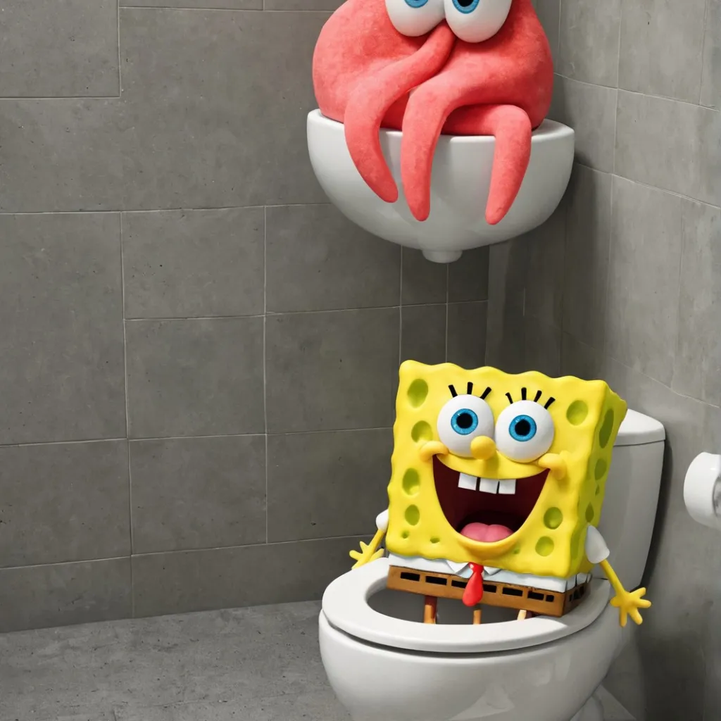 chat with ai character: Spongebob toilet