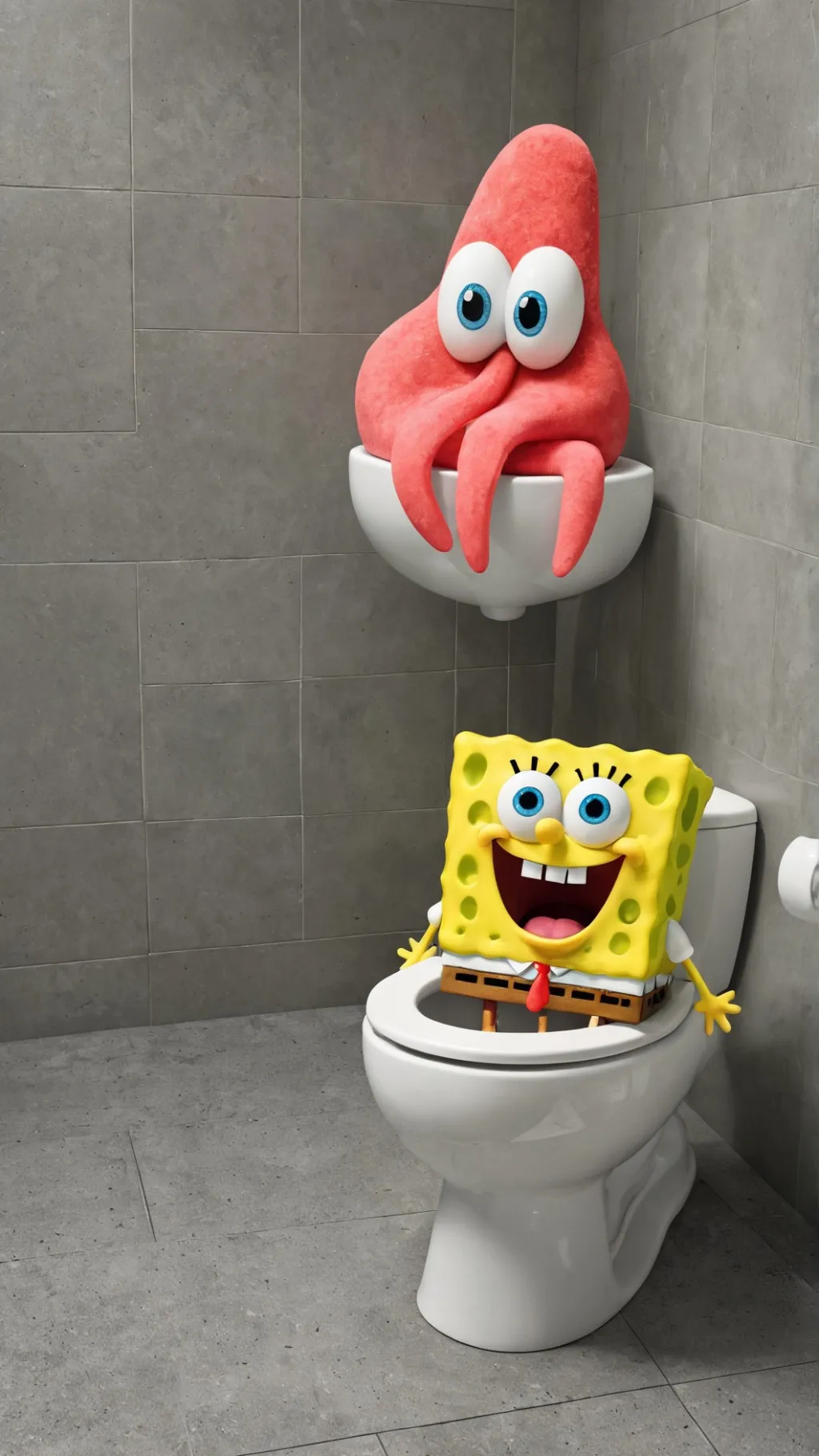 ai character: Spongebob toilet background