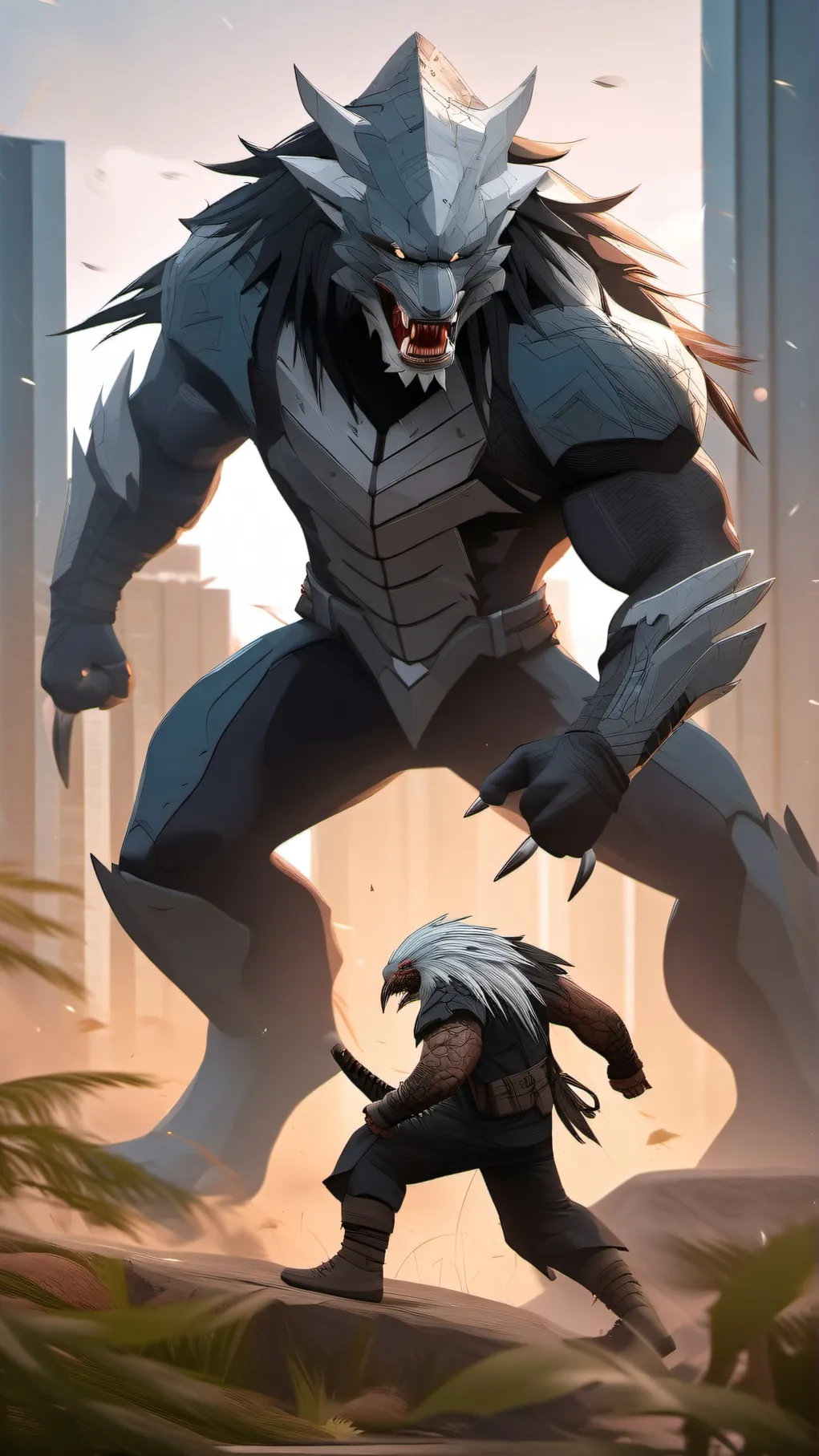 ai character: predators fight background