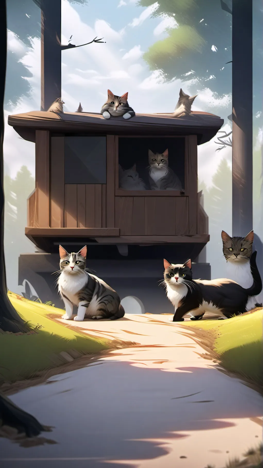 ai character: CAT Village background